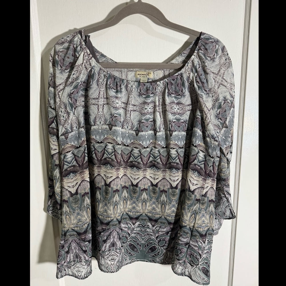 ONE WORLD Multicolor Patterned Top